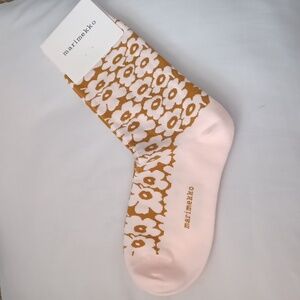 $4 Add-on New Marimekko Pink  & Mustard Yellow Floral Socks